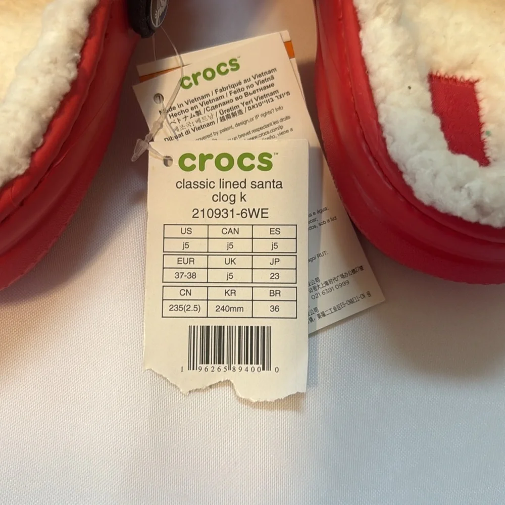 CROCS Red and White Cozy Slippers Kids size